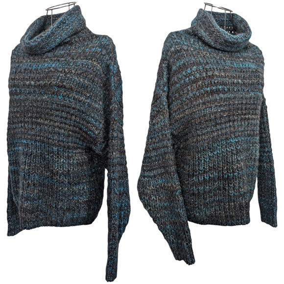 Zadig & Voltaire Milord Mix Wool Blend Blue Italy Made Cowl Neck Sweater Small - Picture 1 of 8